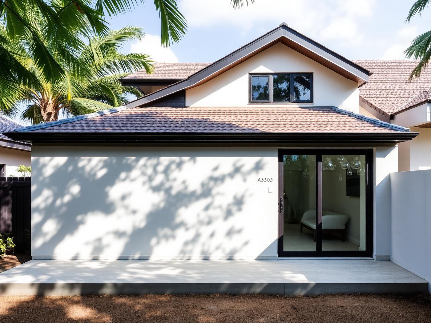 Completed single storey house extension with sliding doors